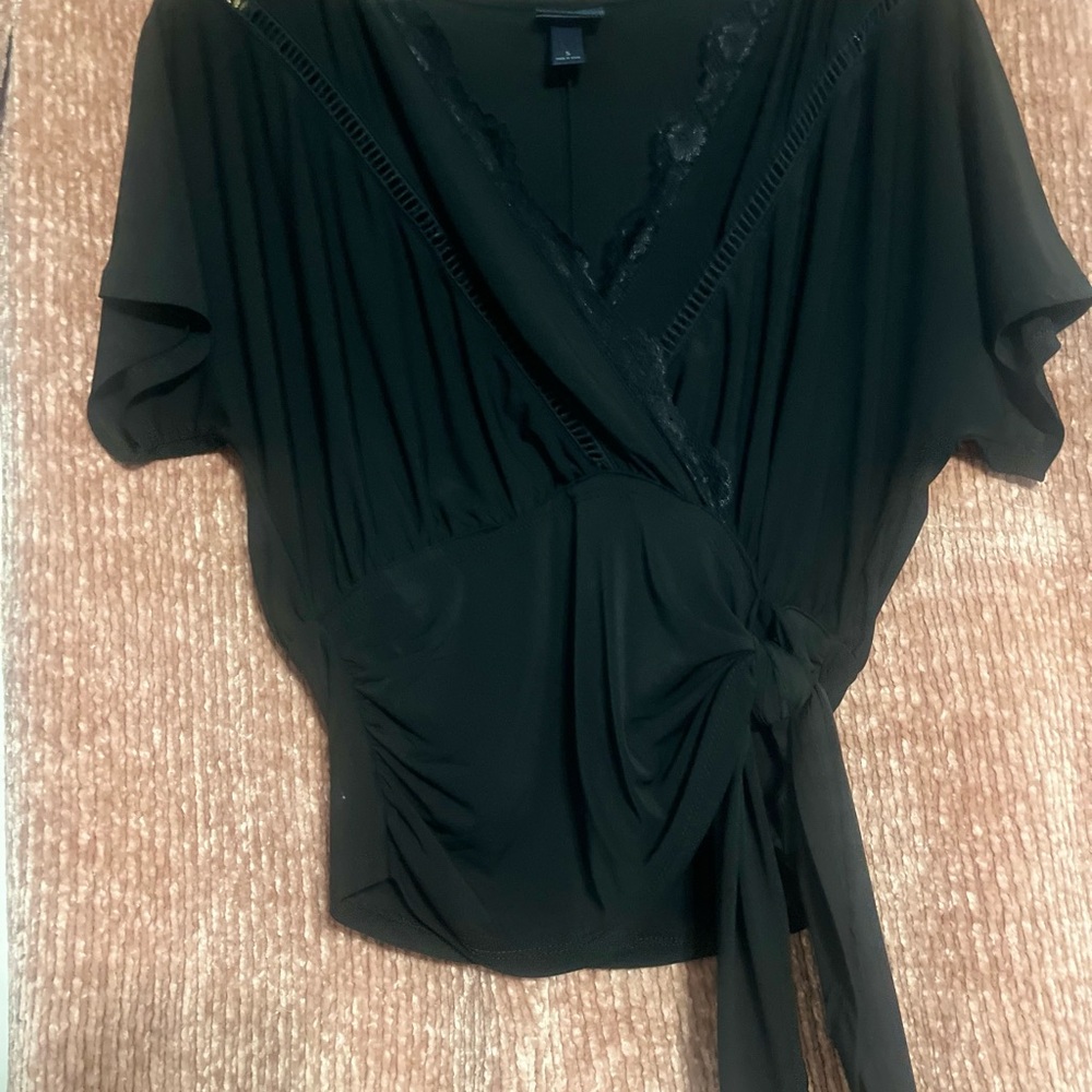 Daytrip Black Wrap Blouse